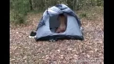 Afspelen Het kleine donkerbruine raam Sasha kwelt Sashay ernstig in een kamp