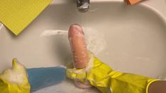 Play Hot woman of the hous wash outes dildo later her kitty-cat
